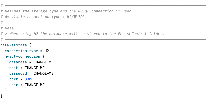 Database Values within Settings file.